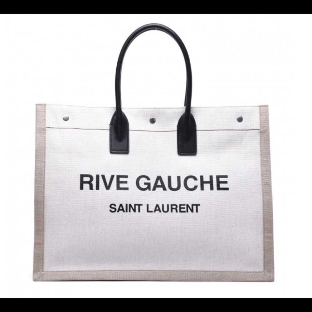 SAINT LAURENT Linen Calfskin Rive Gauche Tote